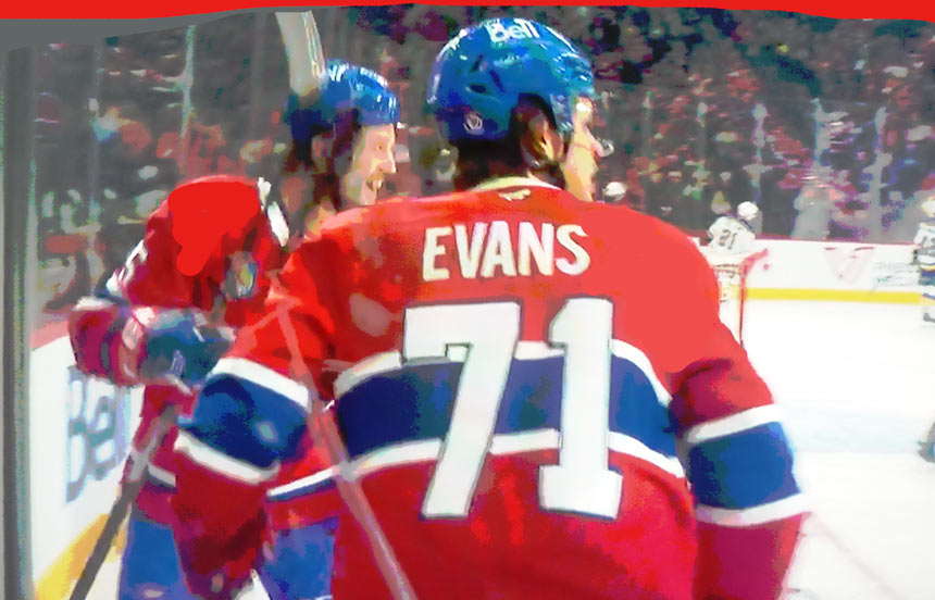 Jake Evans #71 des Canadiens de Montréal - Illustration